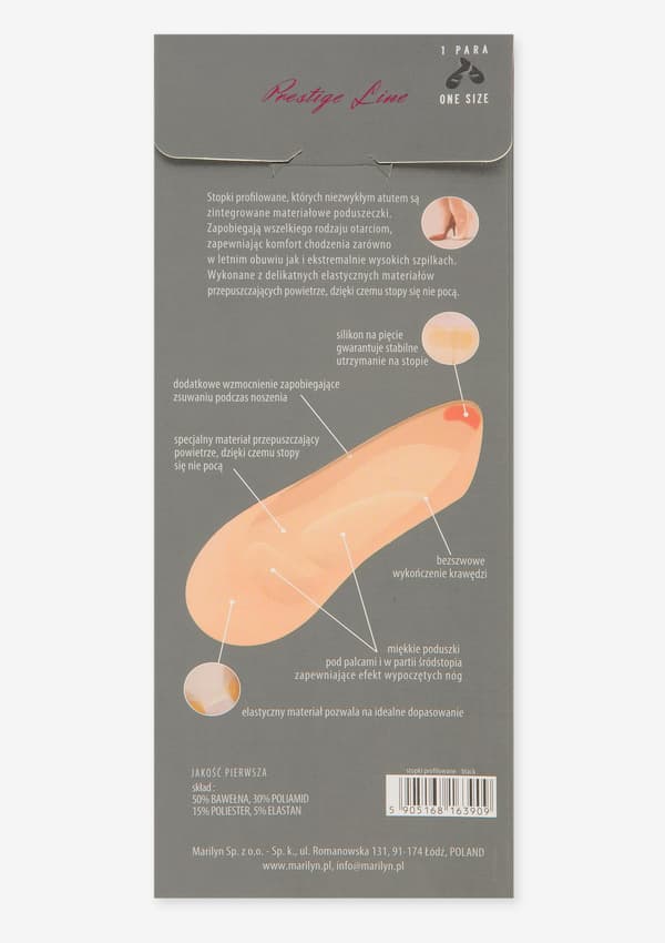 Profilerede ankelstrømper med puder Prestige Line Marilyn ONE SIZE
