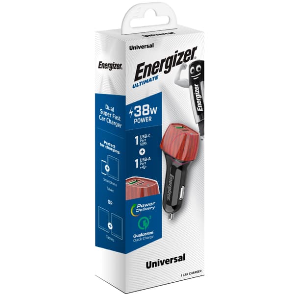 Energizer Ultimate - USB-C & USB-A Biloplader 38W PD + QC3.0 (Valnød)