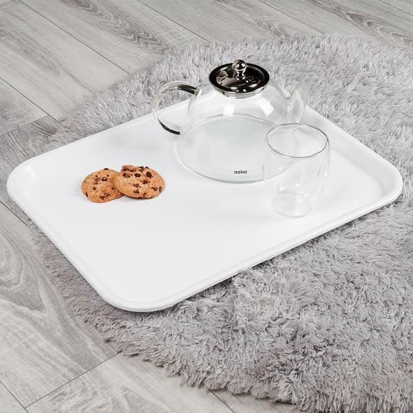Hvid plastbakke til servering 45,5x35,5 cm