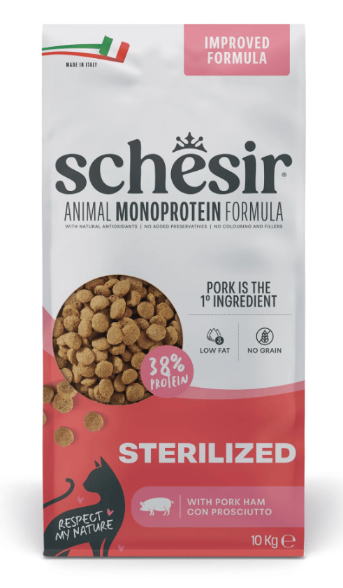 Schesir Monoprotein Steriliserad Skinka Torrfoder för Katter 10 kg