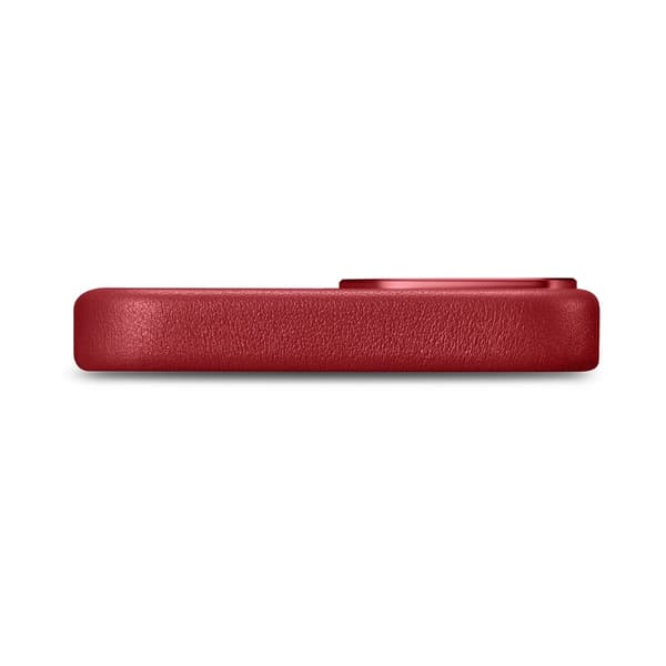 iCarer Case Läderfodral i äkta läder för iPhone 14 Plus rött (MagSafe-kompatibelt)