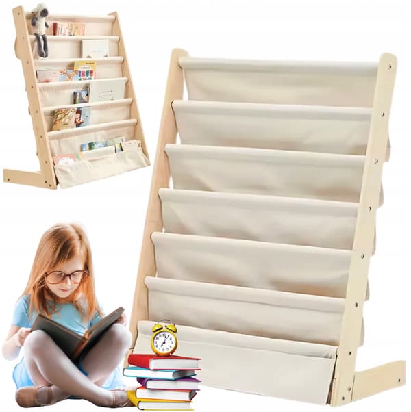 Bokhylla FÖR barnböcker 79CM organizer 6 hyllor loft starkt trä