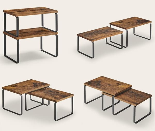 Sæt med 2 GINGER RUSTIC bambushylder