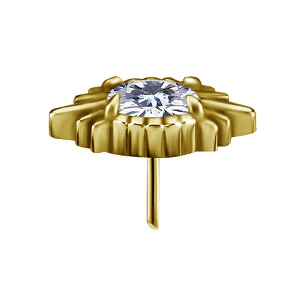 Trycklock med vit zirkon - guld - PI-062