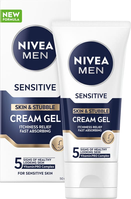NIVEA MEN Sensitive ansiktskräm-gel och 3-dagars skäggstubbar 50 ml