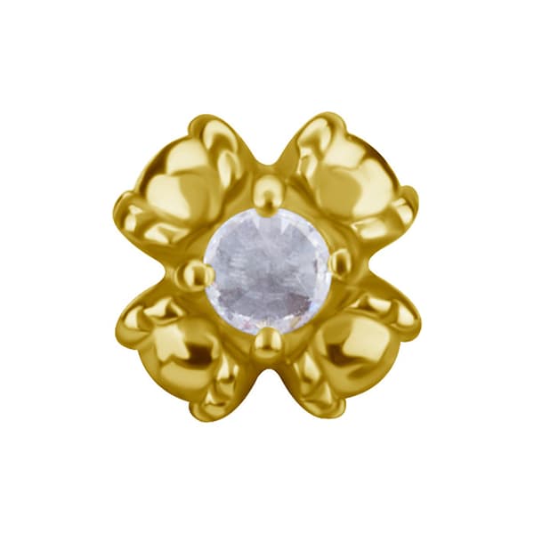Trycklock - krona med vit zirkon - CoCr NF - guld - PI-021