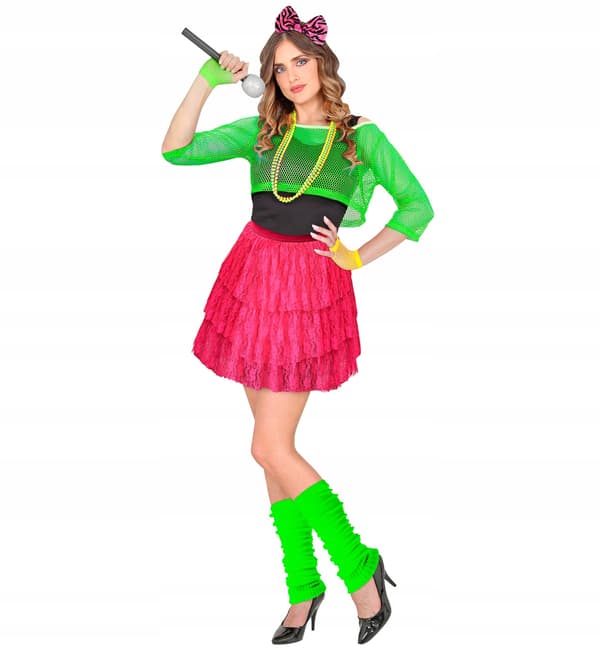 Outfit Kostym Kjol Neon DISCO 80-90-tal