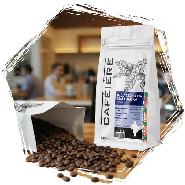 Kaffebönor CAFEIERE Arabica India Monsoon Malabar AA 500 g