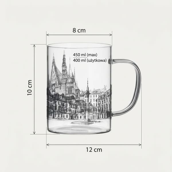 Glasmugg Wrocław 0,4L Transparent med svart tryck