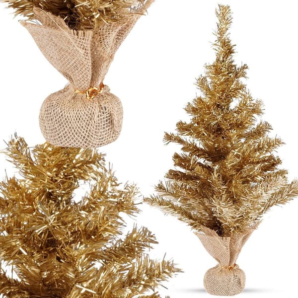 Kunstigt gyldent juletræ 60 cm