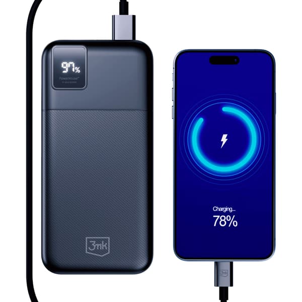 Tilbehør - 3mk PowerHouse 20.000mAh 22,5W USB 2A1C1M-Sort