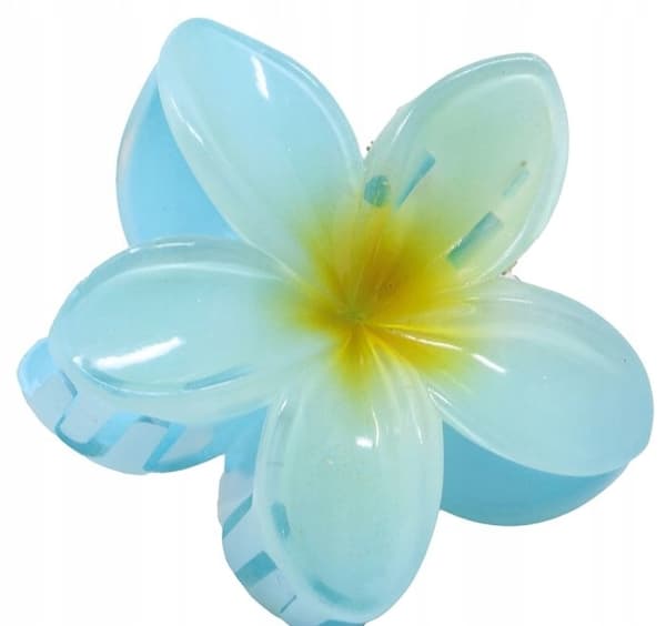 Hårklemme blå og gul blomst forårskarneval Hawaii Aloha 8cm