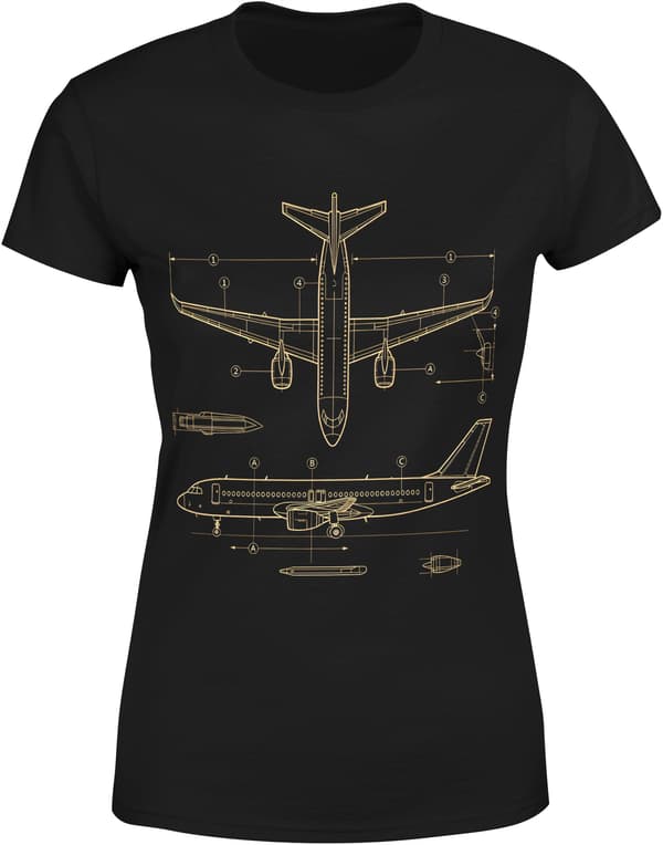 T-SHIRT FLYGPLANSPILOT FLYGTEKNISKT SYSTEM DAMTRYCK