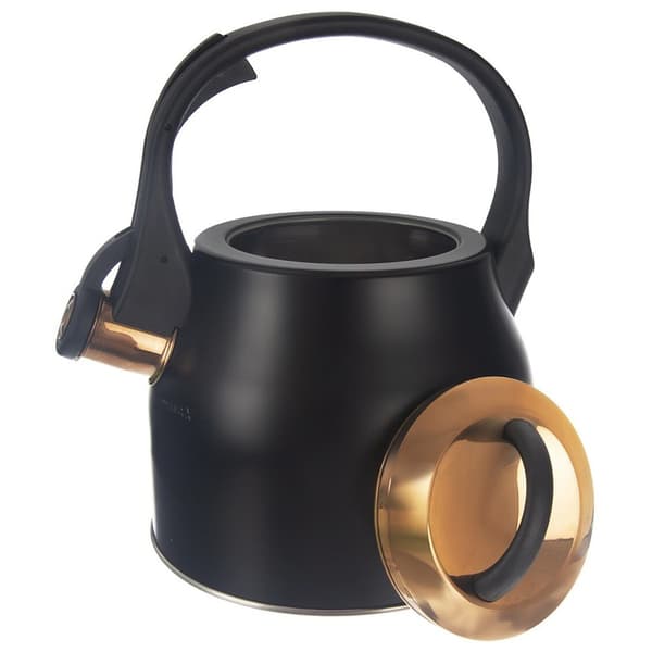 Stålkedel med fløjte sort guld 3 liter