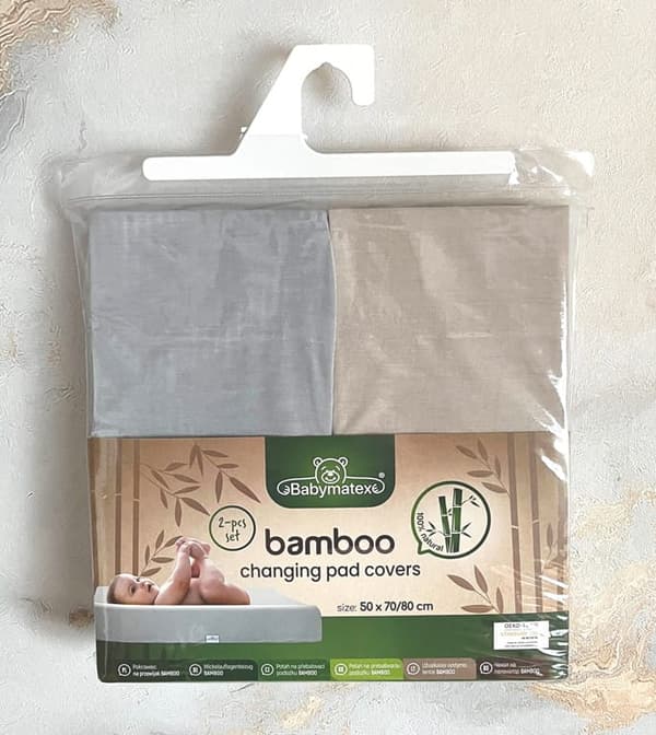 BAMBOO Skötbordsöverdrag 2-pack 50x70/80 Beige