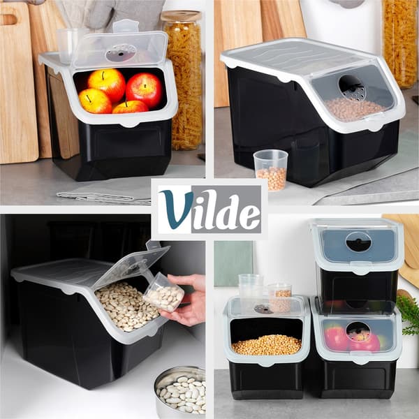Grönsaksbehållare med lock svart 12 l 3-pack