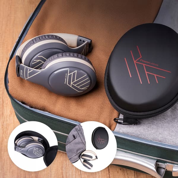 PowerLocus P19 Bluetooth-hovedtelefoner med 4 EQ-tilstande, 60 timer, foldbare med etui