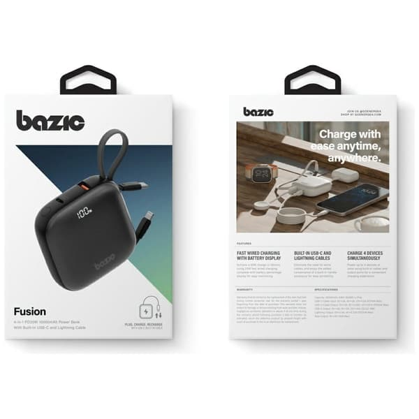 PowerBank 4i1 Bazic Fusion 10000mAh PD20W USB-C/Lightning sort