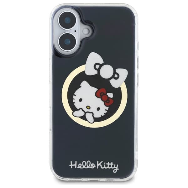 Hello Kitty HKHMP16SHFLBK iPhone 16 6.1 sort/sort hårdt cover IML Fun sløjfe Magsafe