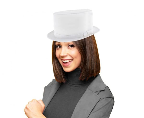 Hvid Glat Magiker Top Hat