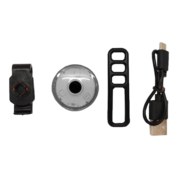 Cykellampa LED rund vit främre USB gummirem stänkskyddad