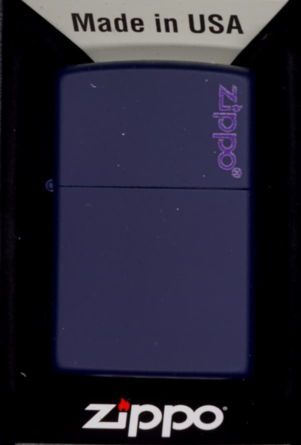 Zippo Lighter Sæt Marineblåt Mat Logo Gavesæt Nr. 3