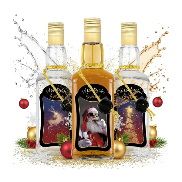 10 st CHRISTMAS DANIELS 500 ml PREMIUMDEKORERADE glasflaskor för vodka