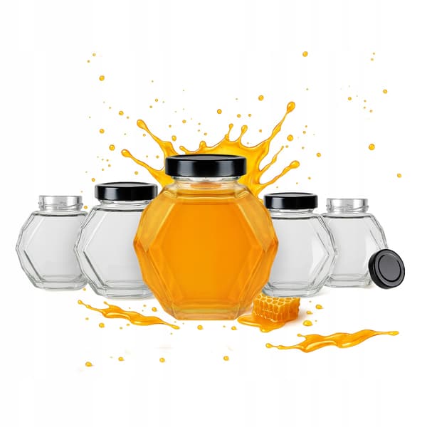 5x GUCIO glasburkar 200ml för honungssylt, present, bröllop, glasflaskor