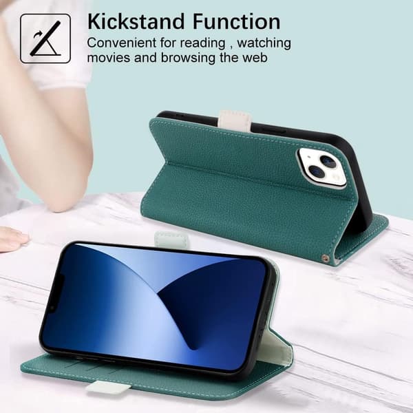 Læderetui til iPhone 14 med flip-cover