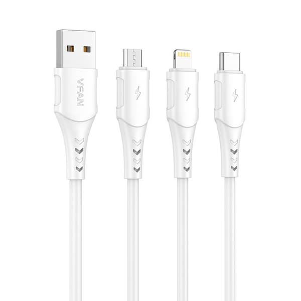 VFAN Colorful X12 USB til Micro USB-kabel, 3A, 1m (hvid)