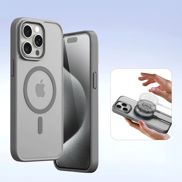 Dux Ducis Lawa -nahkakotelo iPhone 15 Pro Maxille - harmaa