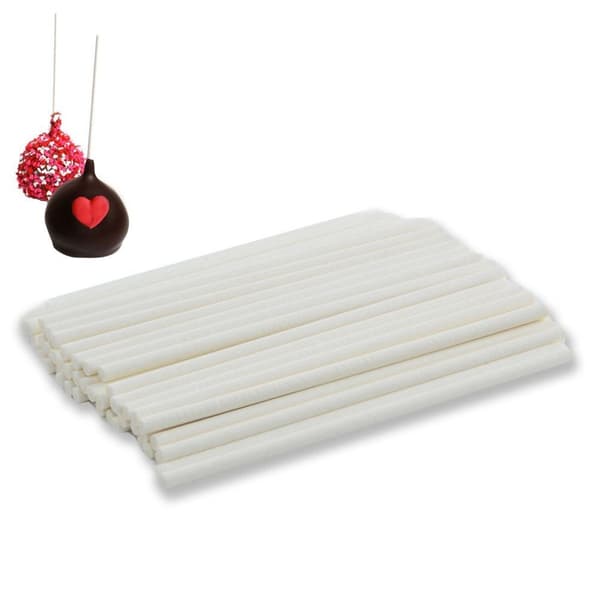 Klubbor och kakpoppinnar, papper, vita, 11,5 cm, 50 st.