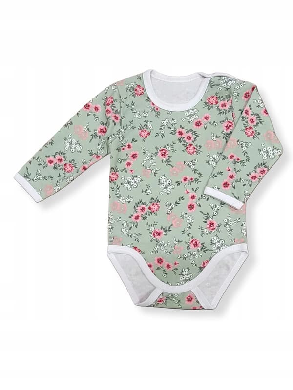 Tyttöjen pitkähihainen pyjama 74 puuvilla kukilla