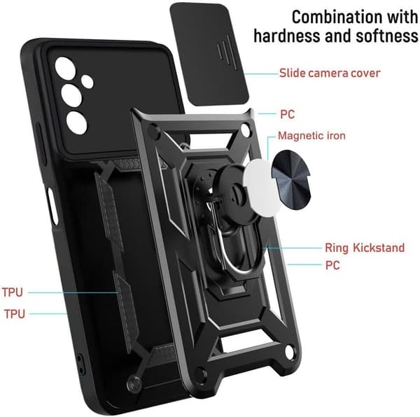 ARMOR ETUI TIL SAMSUNG GALAXY A13 5G SORT KAMERA MED RING