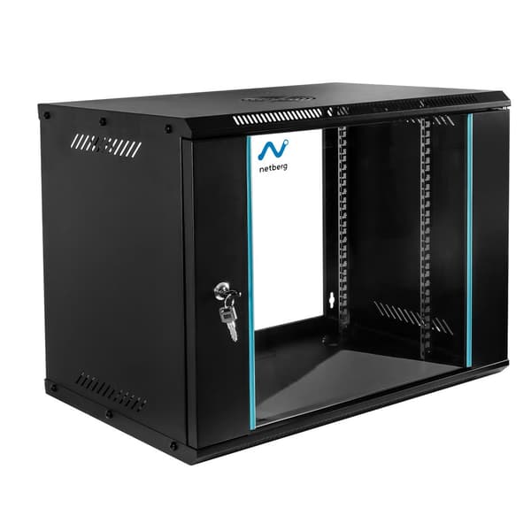 Netberg Basic 19" 9U 463x600x400 væghængt sort rack skab