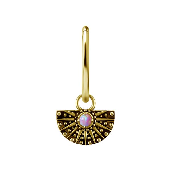 Berlocker - CoCr NF - genombrutna med rosa opal - guld - D-088