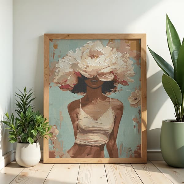 Måla efter siffror-bild med ram Blommande skönhet 50x70 cm
