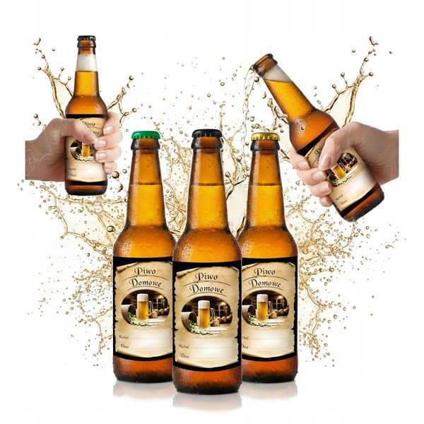 SET MED 10 LÅNGHALSIGNA FLASKOR 0,33L FÖR ÖL, BRYGGERI OCH CIDER + ÖLETIKETT