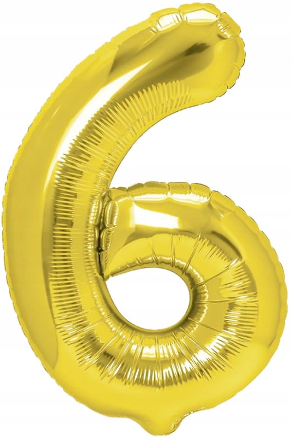 Nummer SEKS folieballon, guld, 40 cm