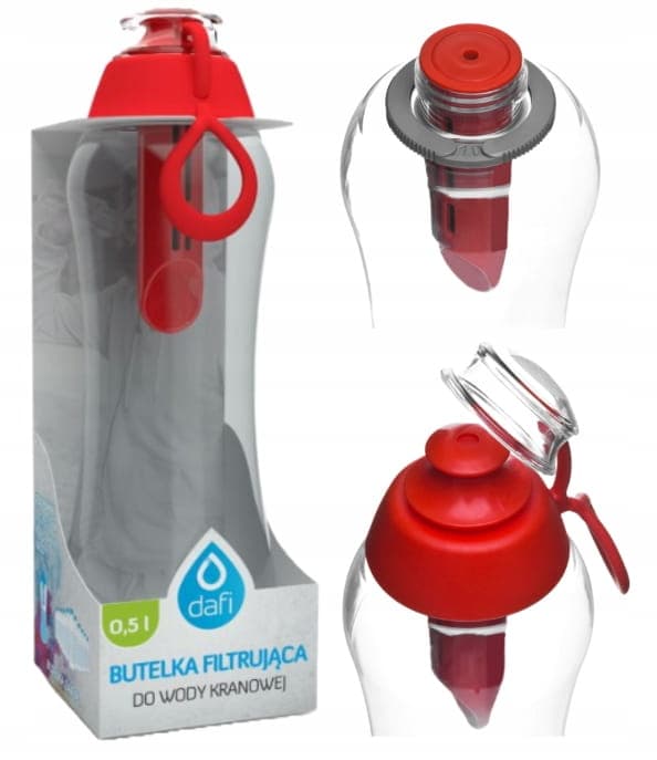 Dafi vesipullo 0,5L pehmeä + 1 punainen suodatin