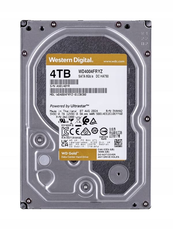 Harddisk WD Gold 4TB SATA WD4004FRYZ