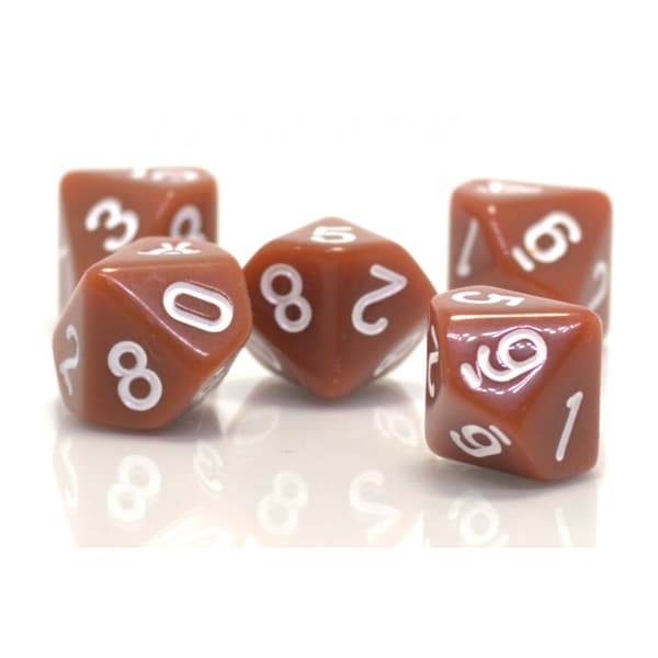 RPG-tärningar tiosidiga D10-tärningar bruna 0-9