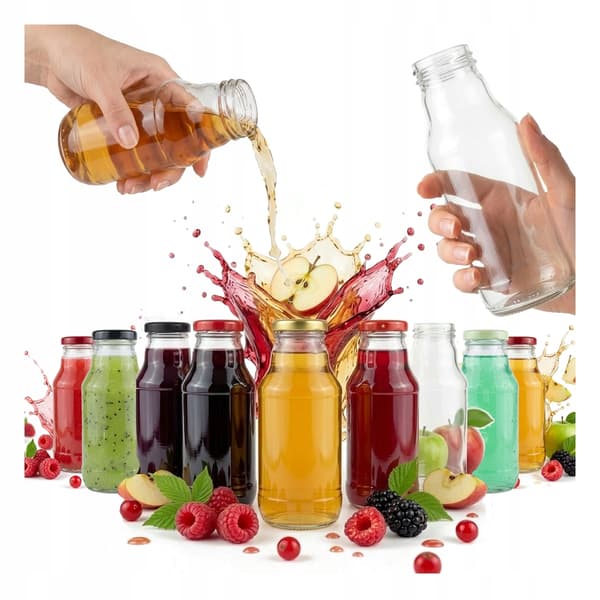 10x Kubuś Juiceflaska 330ml + lock Glasflaskset