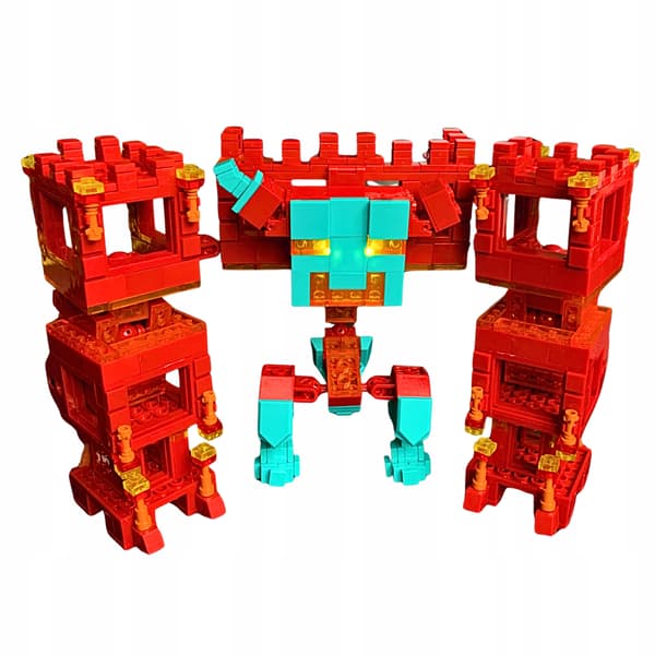 Minecraft Robot Fæstning 2 i 1 Hus LED Gaming Byggesæt