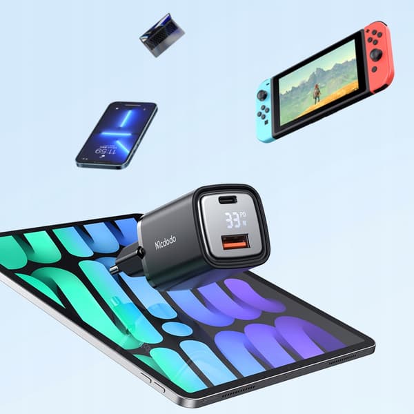MCDODO SNABB TELEFONLADDARE 2X USB USB-C GAN 33W MÄTARE