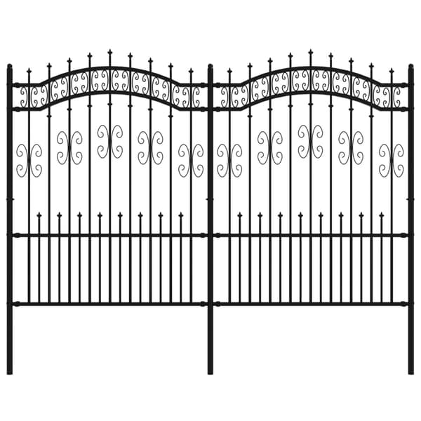 vidaXL spidshegn, sort, 190 cm, pulverlakeret stål