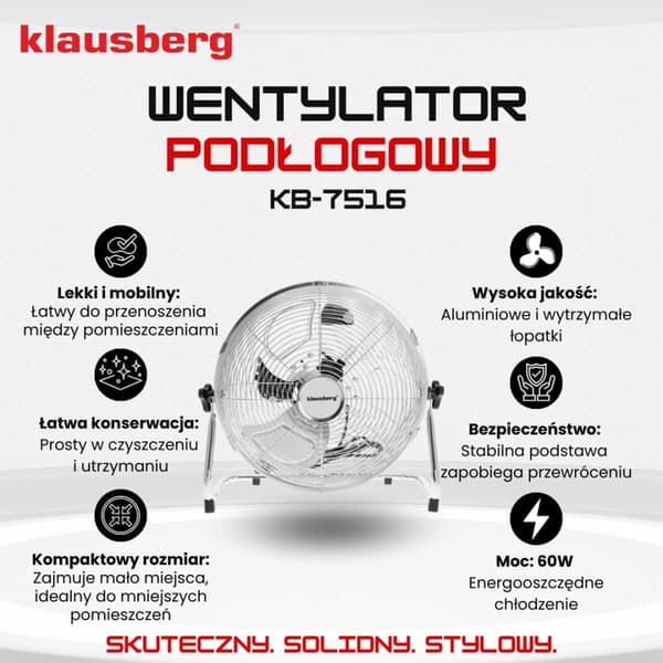 VENTILATOR GULVCIRKULATIONSPUMP 60W KLAUSBERG KB-7516