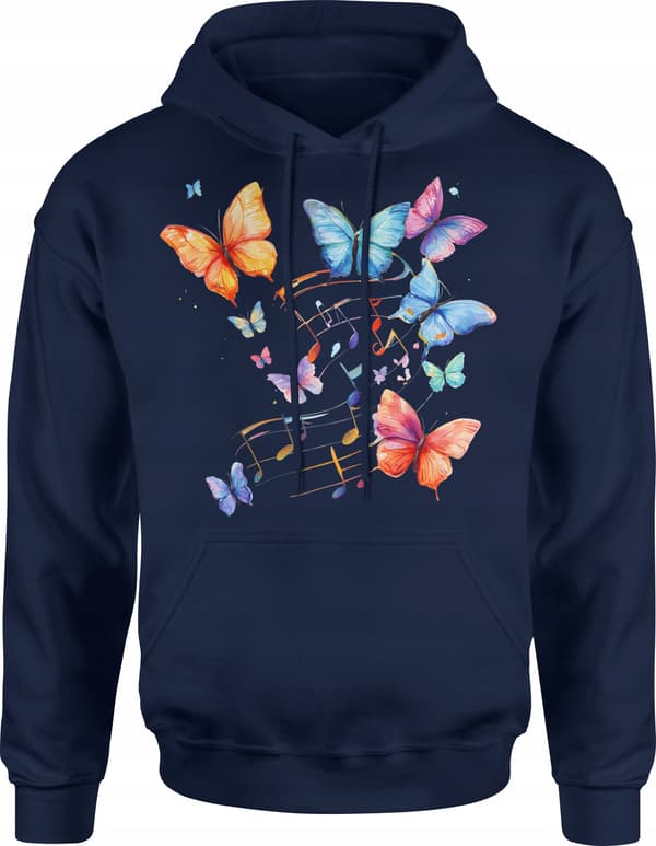 HERRESWEATSHIRT MED DYR, SOMMERFLUG, MUSIKNODER, PRINT, BOMULD S