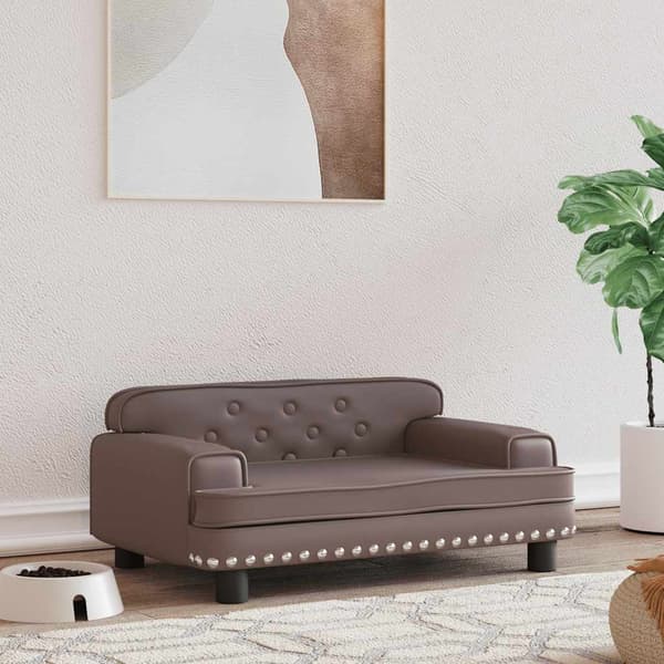 vidaXL hundeseng, brun, 70x45x30 cm, kunstlæder