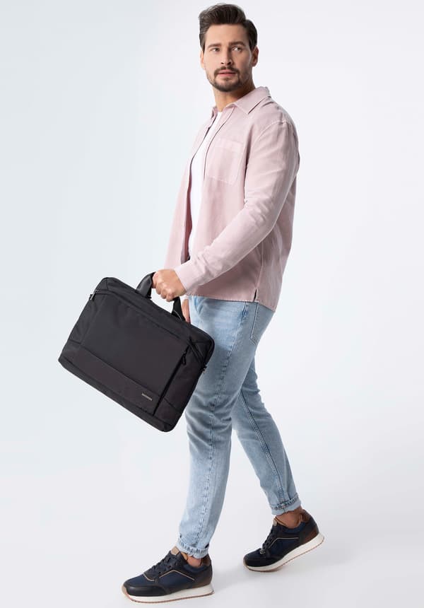 Wittchen Herre 15.6" Laptop Taske med Blankt Indlæg, Sort Polyester